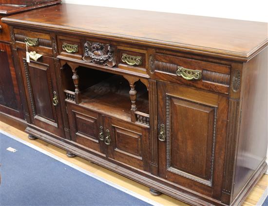 A late Victorian mahogany sideboard, W.175cm